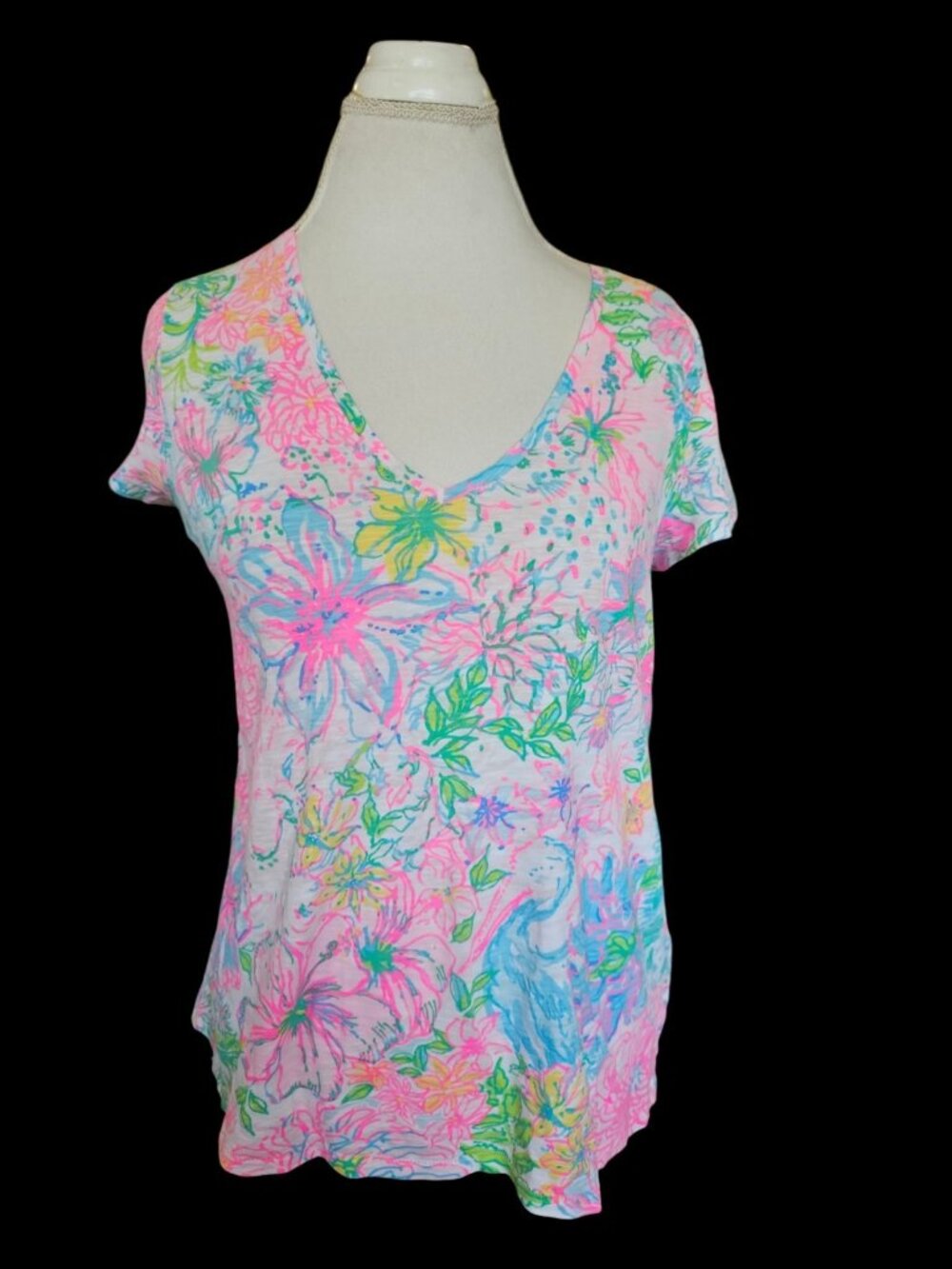 Lilly‎ Pulitzer Etta Tshirt Vneck Sz M Relaxed Fit Cotton
